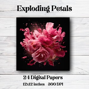 Exploding Petals Digital Paper: Scrapbook & Collage Digital Download