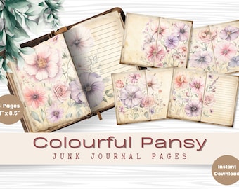 Shabby Chic Floral Junk Journal Pages: Botanical Ephemera (PDF Download)