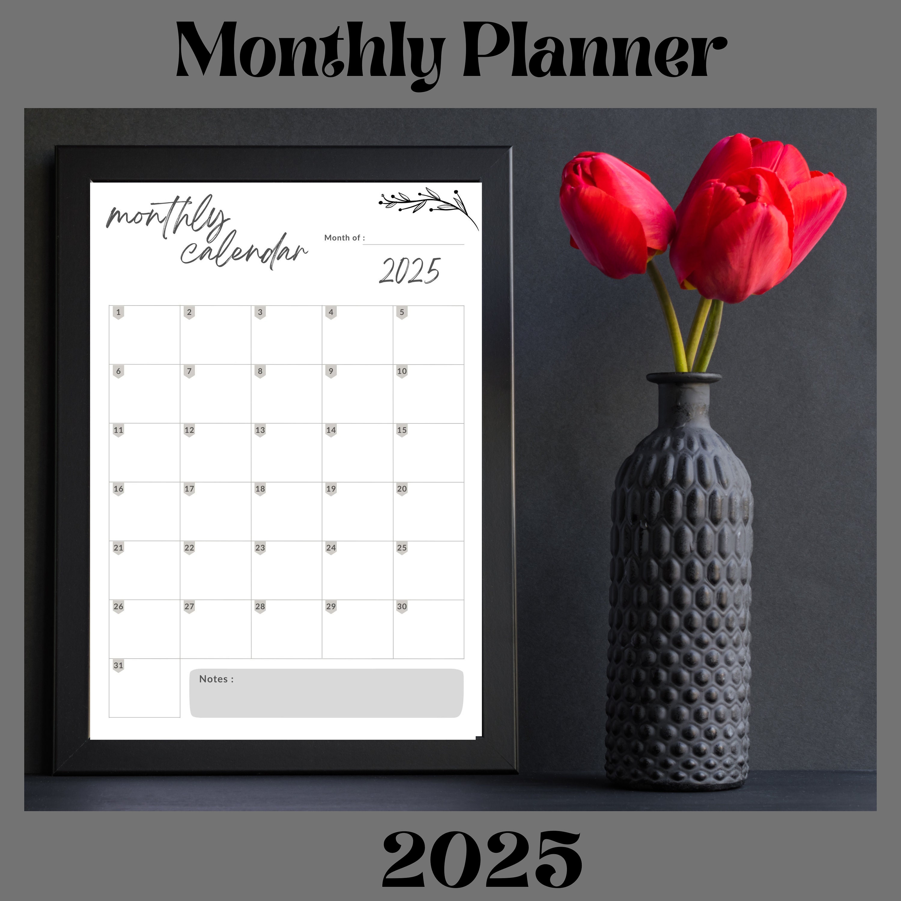 Monthly Printable Planner Calendar Instant Download - Etsy