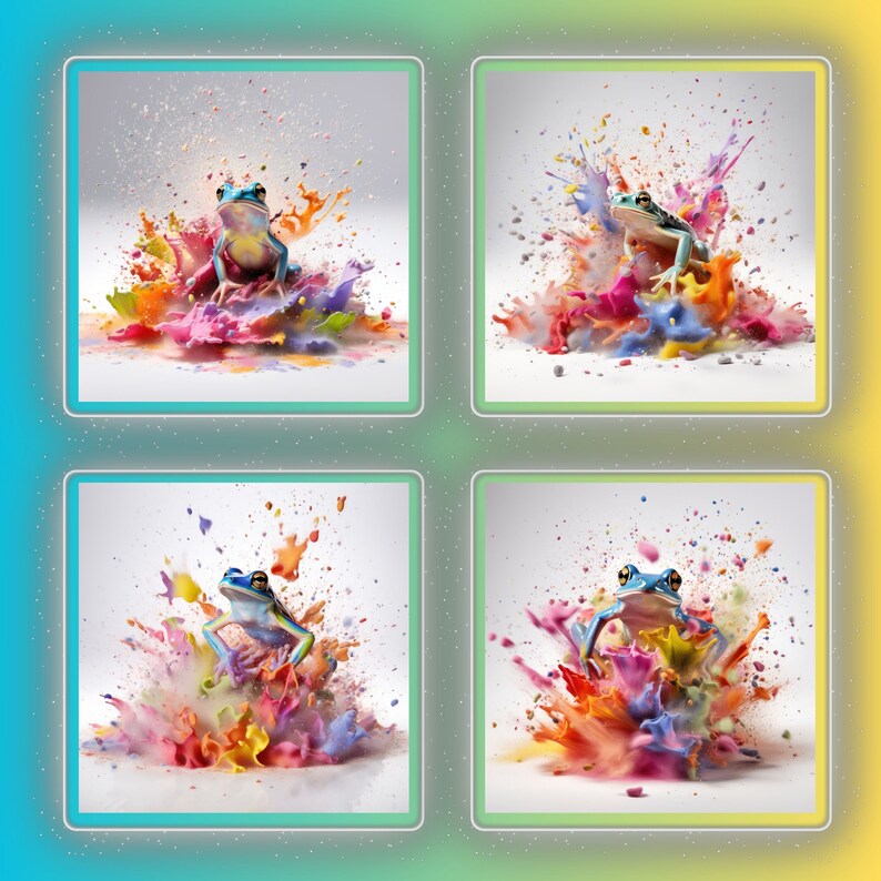 Frog in Exploding Colour Single Digital Paper Images Solid Etsy UK