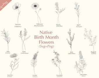 Native Birth month flowers Svg | Australian BirthMonth Flowers | Flowers svg | Hand drawn flower svg | Svg Bundle |Commercial use included