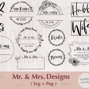 Mr and Mrs Svg Bundle | mr and mrs split monogram svg | wifey svg | Hubby svg | wedding svg | marriage