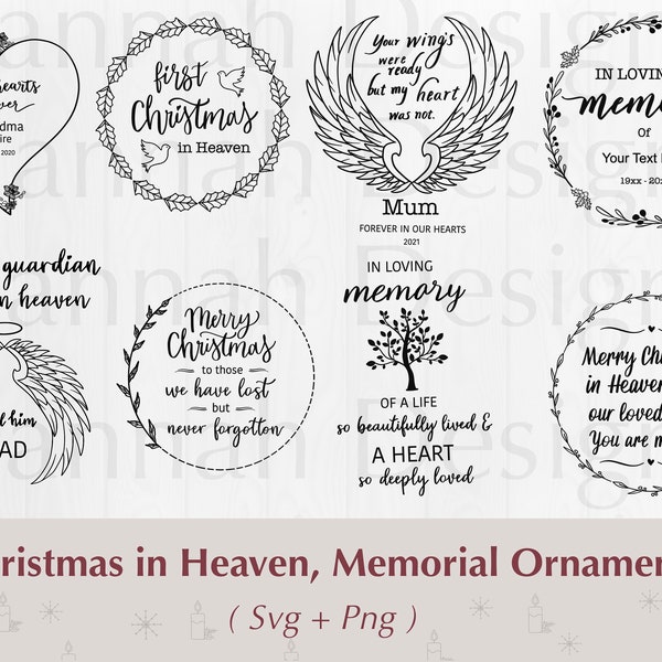 Christmas in Heaven Svg Bundle | Christmas Memorial svg | Christbaumschmuck svg | Weihnachten svg Bundle | Kommerzielle Nutzung svg