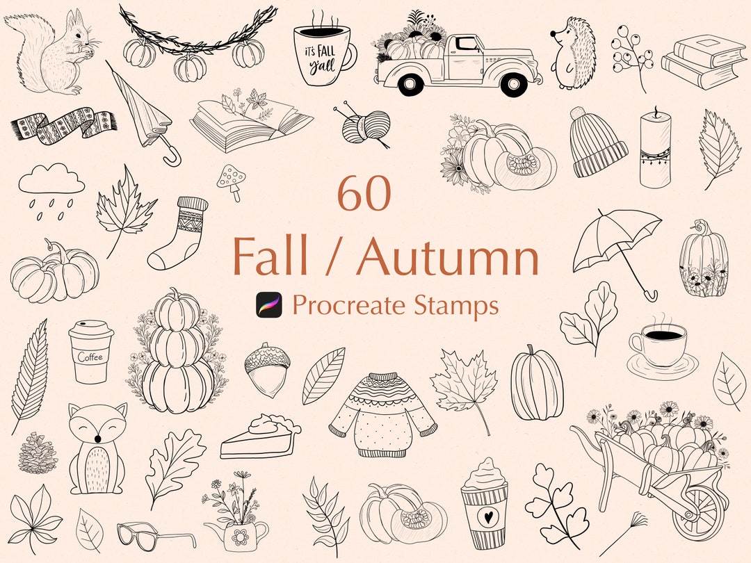 60 Autumn / Fall Procreate Stamps | Fall Procreate Stamps | Autumn ...