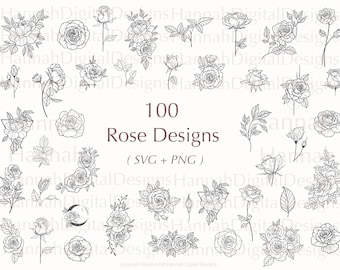 Rose SVG Bundle: 100 Blumendesigns für Cricut (SVG, PNG)