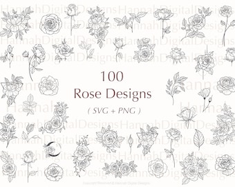 Rose Svg | Flower svg | Floral svg | Rose clipart | Svg files for cricut | Rose png | Roses | Love svg | tattoo svg | rose vector svg | svg