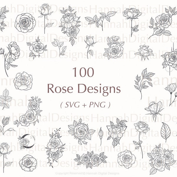 Roos Svg | Bloem-svg | Bloemensvg | Roos clipart | Svg-bestanden voor cricut | Roos png | Rozen | Hou van svg | tatoeage-svg | roos vector svg | svg