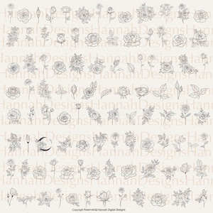 100 Rose Procreate Stamps | Rose Tattoo | Procreate Stamps | Flower ...