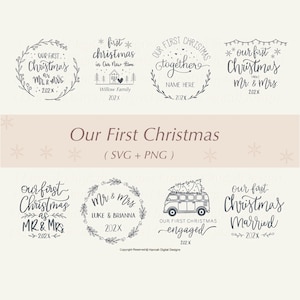 私たちの初めてのクリスマス svg バンドル、クリスマス svg、クリスマス オーナメント svg、初めてのクリスマス svg、夫婦として初めてのクリスマス svg、svg ファイル