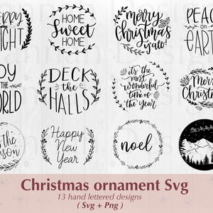 Christmas ornament svg bundle | Christmas svg | believe svg | christmas cut file | christmas scene svg | round ornament svg