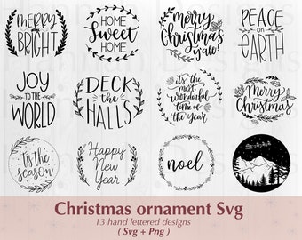 クリスマスオーナメント SVG バンドル | ラウンドデザイン (SVG、PNG)