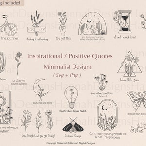 Inspirational Quotes Svg Bundle | Wildflower Svg Designs | Positive Svg | Boho svg | Motivational svg | Mental health svg | Minimalist Svg