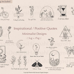Inspirational Quotes Svg Bundle | Wildblumen Svg Designs | Positives Svg | Boho svg | Motivationssvg | Psychisch svg | Minimalistischer Svg