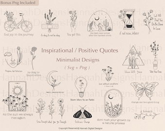 Wildflower Inspirational Quotes SVG Bundle: Boho Positive Designs (SVG & PNG)