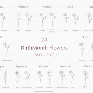 Geburtstags-Svg-Bundle, Blumen-Svg, Geburts-Blumen-Svg, Blumen-Svg, Botanisches-Svg, Rosen-Svg, Gänseblümchen-Svg, Mohn-Svg, Geburtstags-Svg, SVG