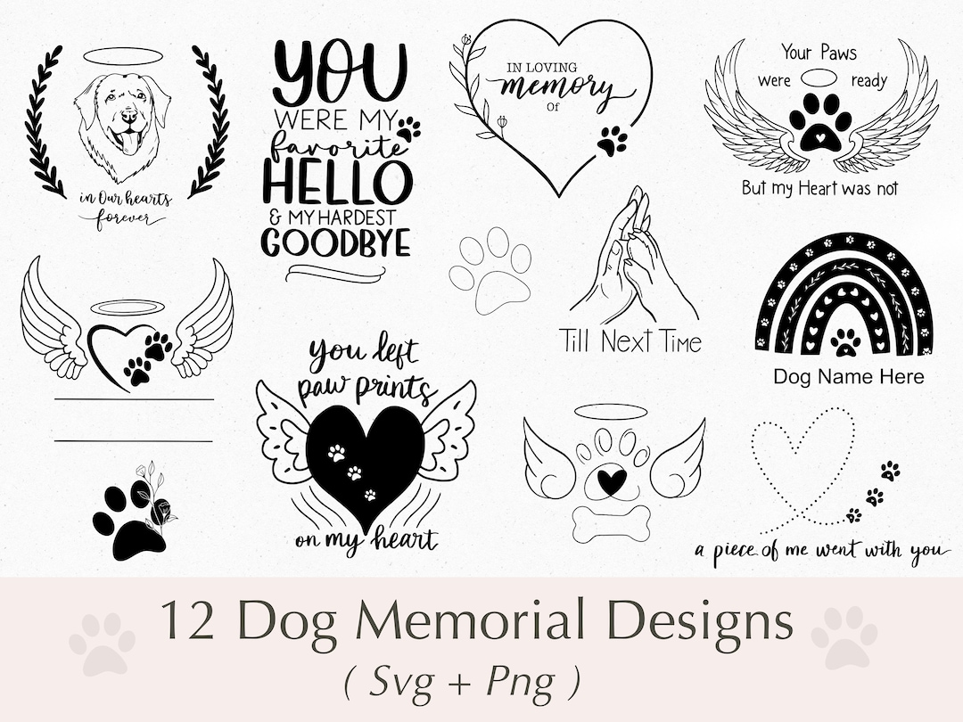 Pet Memorial Svg Bundle Dogs Svg Memorial Svg Paw Prints Svg Angel