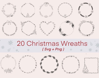 Christmas Wreath Svg Bundle | Christmas Svg | Wreath Svg | Winter Svg | Holly Berry svg |  holiday svg | Svg files for cricut | Silhouette