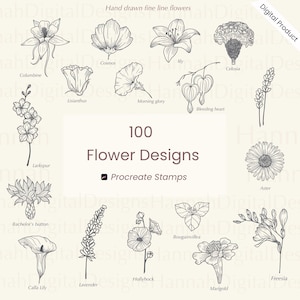 100 Procreate Blumenstempel, Floral Procreate, Botanische, Blumenstempel, und Procreate Blumenstempel, Procreate Stempel, Procreate Pinsel