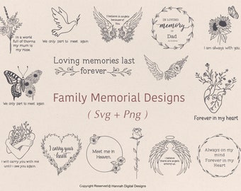 Pacote SVG Memorial | Em memória amorosa SVG | Asas de anjo SVG | Descanse em paz SVG | Família SVG | Lembrança SVG | Memória SVG | Pacote SVG
