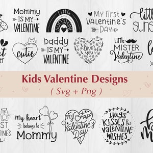 Kids Valentine SVG Bundle: Heart, Love Designs (SVG, PNG)