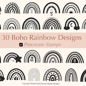 Boho Rainbow Procreate Stamps: 30 Brush Set (Digital Download)