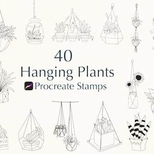 40 Hanging Plants Procreate Stamps: Botanical Brushset (Digital Stamps)