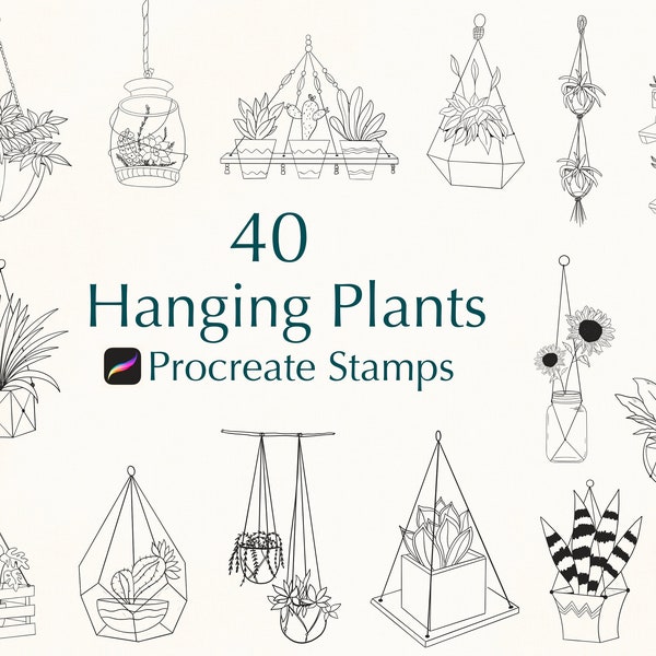 40 Procreate Hanging Plants Stamps| Procreate Plants | Procreate Brushset | Procreate Stamps | Digital Stamps | Botanical Procreate