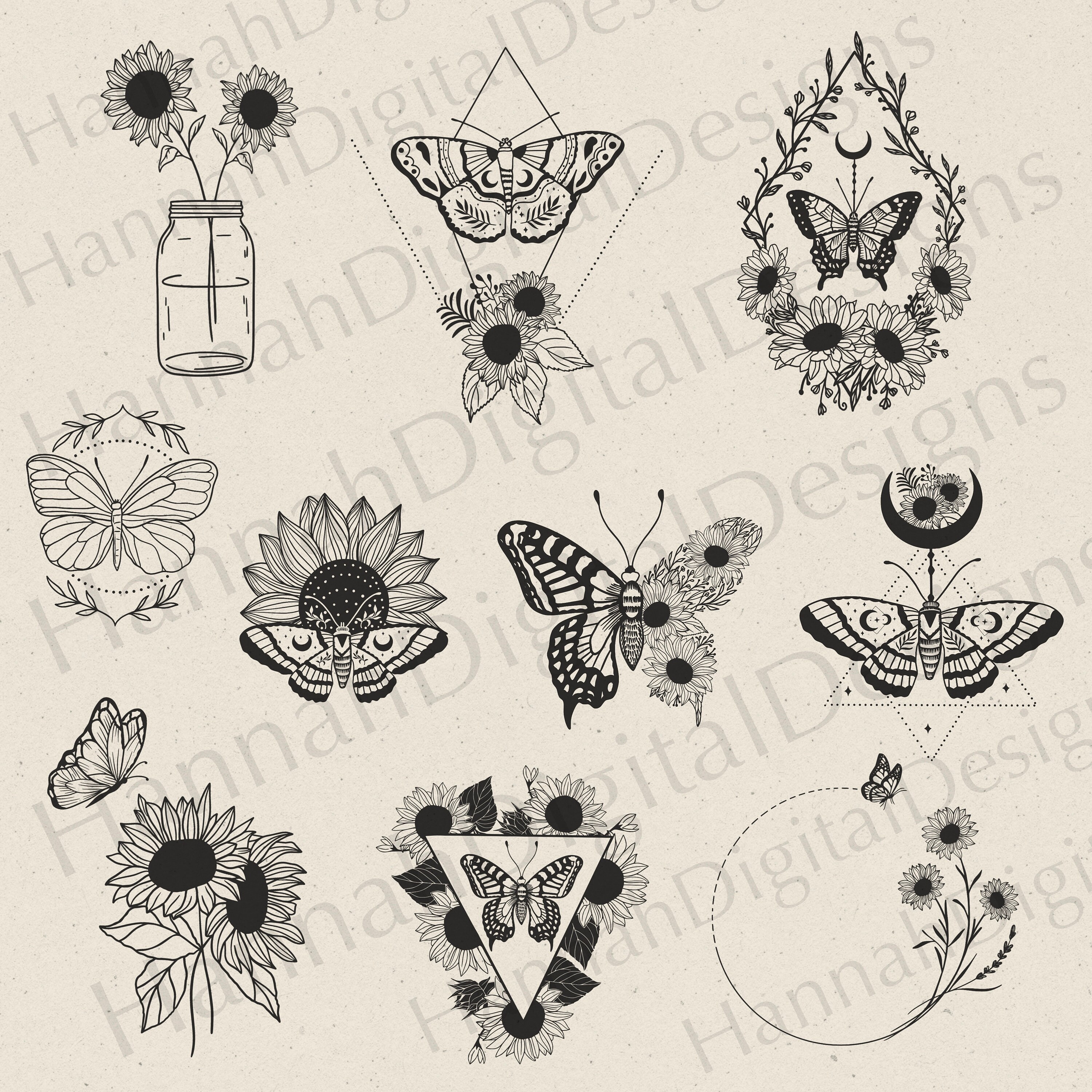Sunflower and Butterflies Svg Bundle Sunflower Svg Etsy