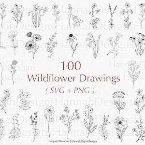 100 Wildblumen Bundle | Blumen svg | Blumen svg Bundle | Wildblumen svg | Blumenmuster | Botanische svg | Blumen Clipart | svg Dateien cricut