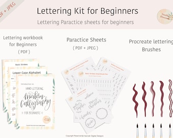 Modern Calligraphy Beginner's Guide: Practice Sheets & Procreate Brushes (Digital Download)