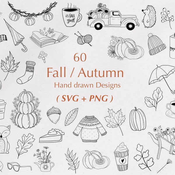 60 Fall / Autumn Svg Bundle | Fall svg | Autumn Svg | Thanksgiving Svg | Pumpkin svg | Hello Fall svg | Halloween svg | Cricut | Silhouette