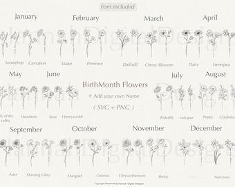 Geboortemaand Svg-bundel | Bloem-Svg | Geboorte bloem SVG| Bloemen-Svg | Botanische SVG | Roos SVG | Daisy SVG| Papaver SVG | Verjaardag SVG | Svg