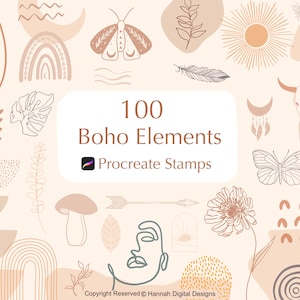Procreate Boho Stamps | Abstract Procreate Stamps | Boho Art | Procreate Doodle stamps | Boho Rainbow |Commercial license included