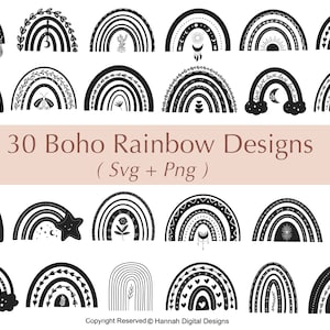 Paquete de SVG de arcoíris bohemio / SVG de arcoíris / Arcoíris bohemio / SVG bohemio / Clipart de arcoíris / SVG de uso comercial / Archivos SVG para Cricut