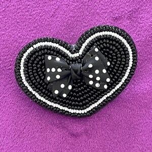 Black Heart Beaded Brooch