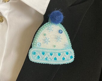 Winter Toque Beaded Brooch