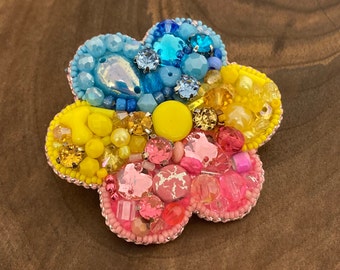 Pride Collection - Pansexual Pride Flower Beaded Brooch