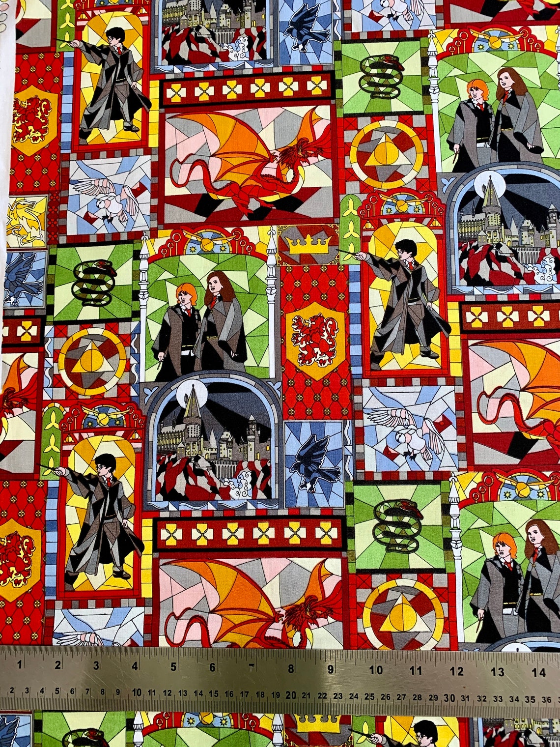 Harry Potter Stained Glass Fabric Etsy