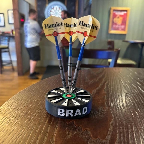 Personalized Plastic Dart Holder: Dartboard Style Display, Man Cave Gift
