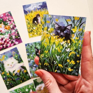 ACEO 9 SET Print Lustige Portrait Katzen Malerei Mini Print Karte