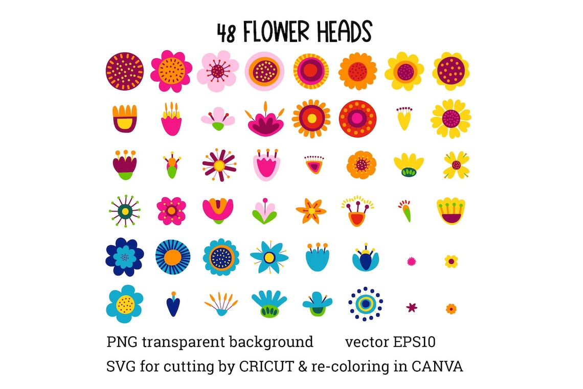 Flower SVG for Cricut or Canva Design. Flower PNG Bundle Etsy