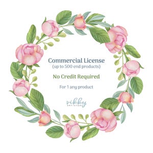 Commercial License (up to 500 end products) / License for One Clipart Set / Digital Download