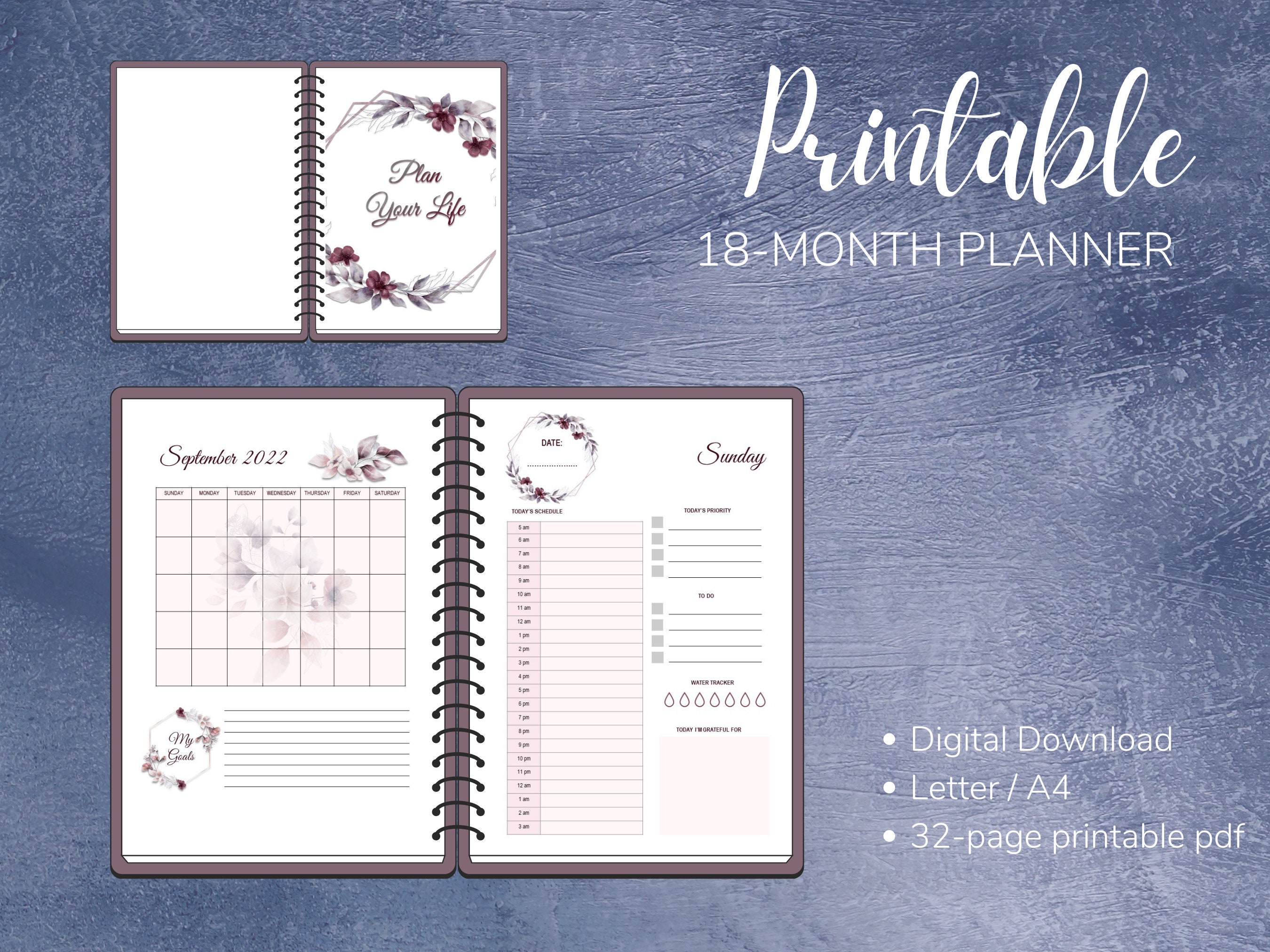 Printable 18month Planner 20212022 Daily Monthly Weekly Etsy