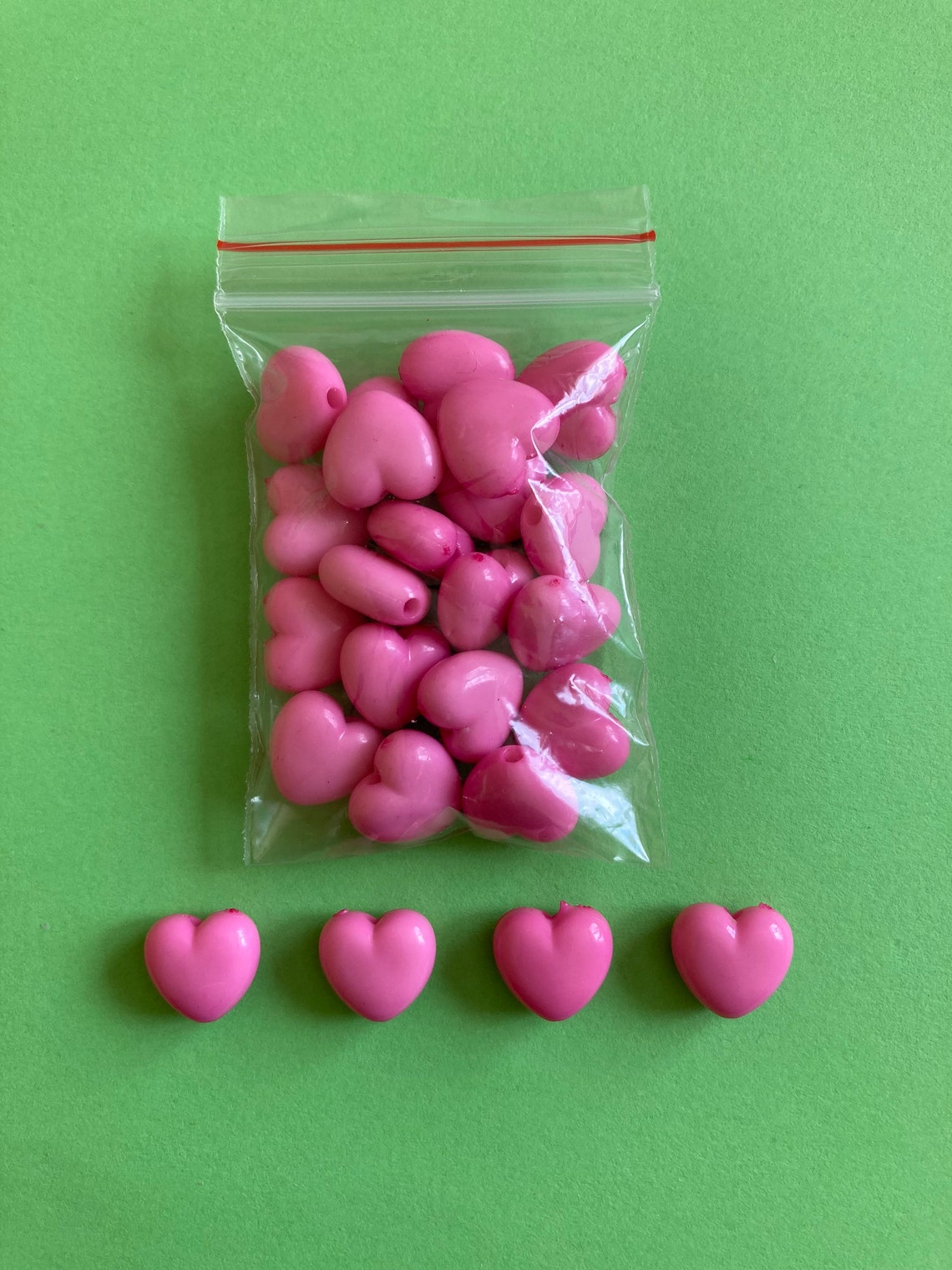 Pink heart beads for jewellery making/acrylic beads/beads for Etsy