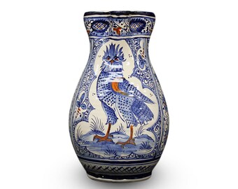 Italian Handmade Jug 2L with Owl. Art Pottery Made in Tuscany, Italy. For serving water, wine or for decoration.