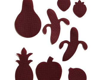 Fruit Patches in Burgundy Colour - Self-Adhesive Repair Patches for Down Jackets