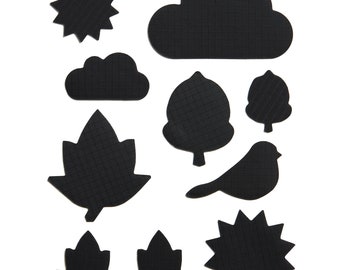 NATURE - BLACK Down Jacket Reparatur Flicken Set - 9 selbstklebende wasserdichte Nylon Patches für Daunenjacken, Zelte & Schlafsäcke