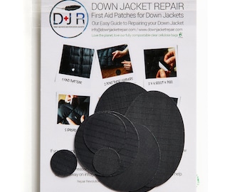 Self-Adhesive Down Jacket Repair Patches - Black - for Down Jackets or Sleeping Bags - First Aid for Down Jackets