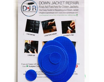 Self-Adhesive Down Jacket Repair Patches - Royal Blue - for Down Jackets or Sleeping Bags - First Aid for Down Jackets