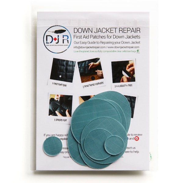 Self-Adhesive Down Jacket Repair Patches - Pigeon Grey - for Down Jackets or Sleeping Bags - First Aid for Down Jackets